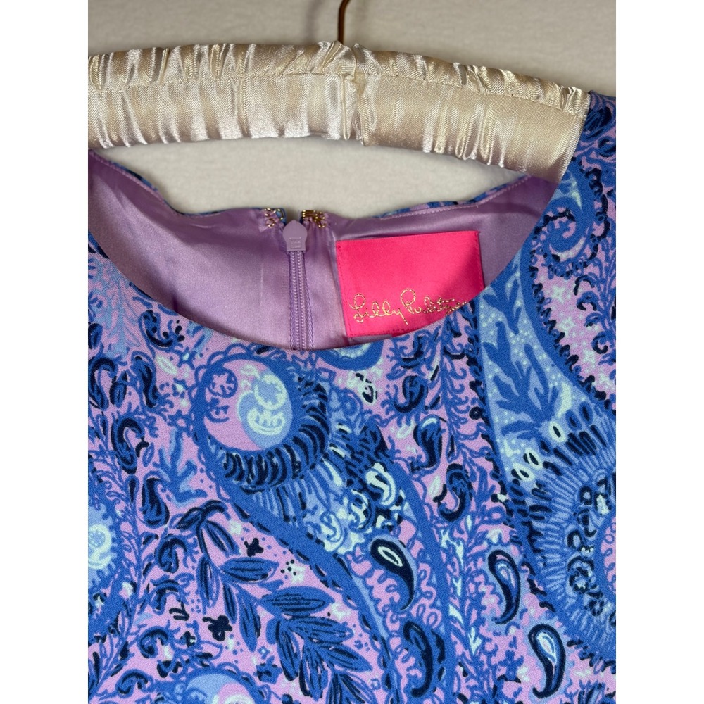 Lilly Pulitzer Fiesta Paisley Purple Iris Dress Womens 10  Sleeveless Side Tie - Picture 2 of 8